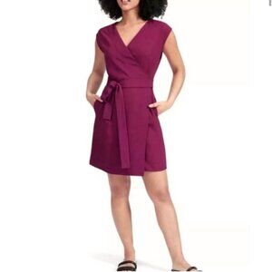 Everlane Japanese Goweave Wrap Dress Purple/Fushcia Sz 6